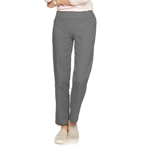 Doncaster Trousers High-Rise Straight Leg Elastic Side-Zip Gray PantS VINTAGE 12 - Picture 1 of 10